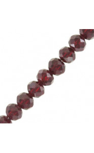 Faceted glass rondelle beads 6x4mm Wine red pearl shine coating